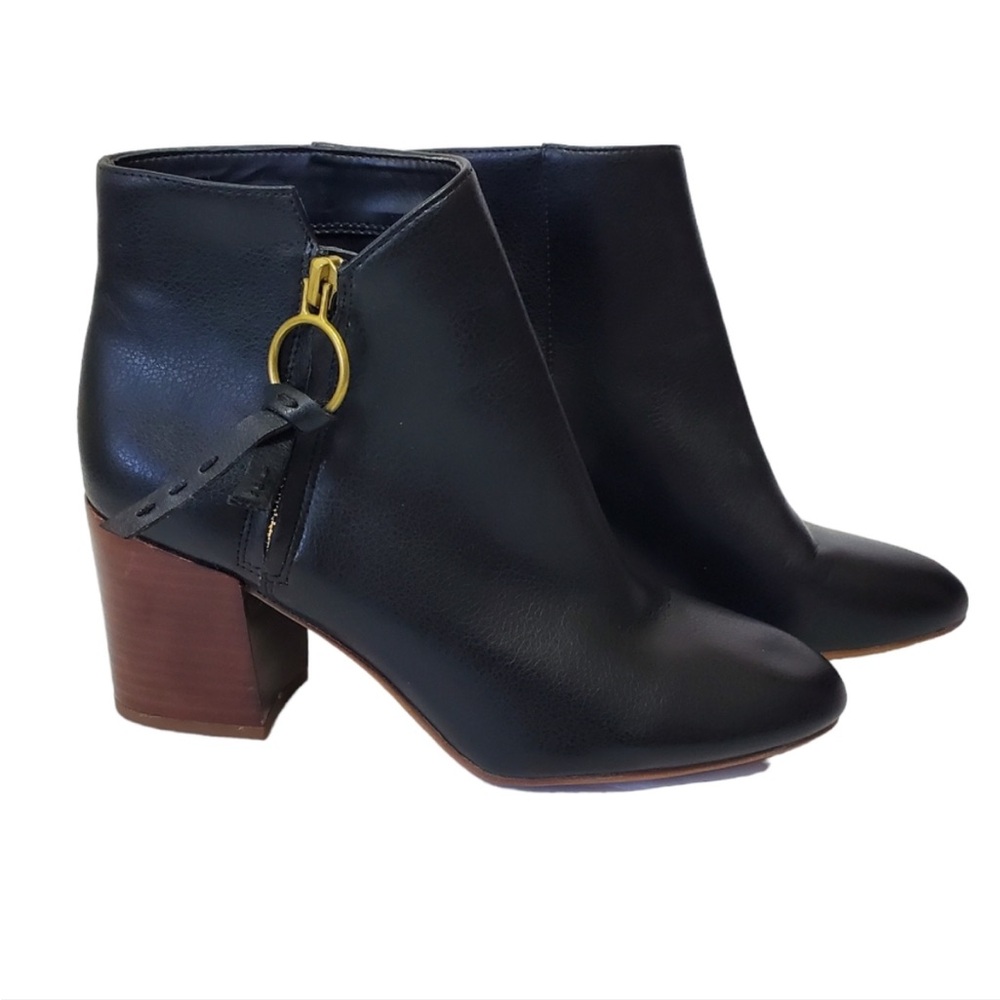 Franco Sarto | Callahan Zip Up Stacked Heel Faux Leather Ankle Booties
